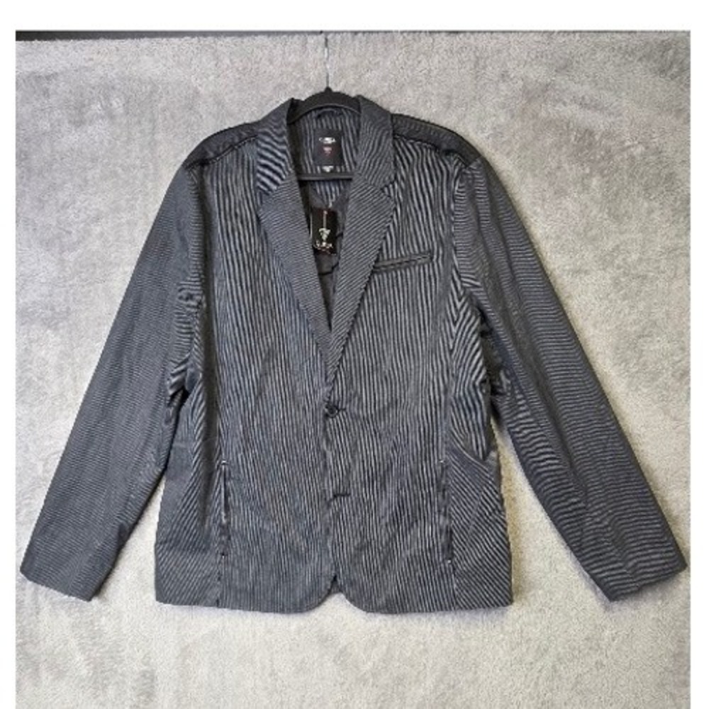 Guess Kemsey LS‎ Blazer XXL Mens Black Gray Striped Jacket Modern Coat
